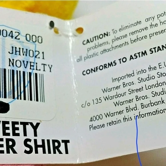 Tweety Bird NWT Warner Bros Studio 1998 Bean Bag Plush Toy 8" Flower Shirt - Picture 7 of 8